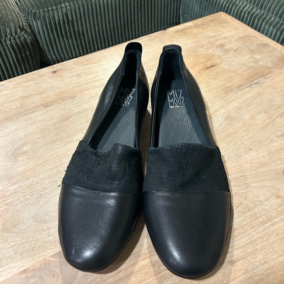 Miz Mooz Shoes - Miz Mooz | Distressed Black Leather Flats | Women’s 40/9-9.5
